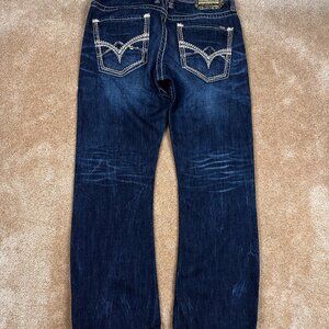 Y2K Buckle Salvage Supply Company Mens Havoc Bootleg Bootcut 33 R Denim Jeans